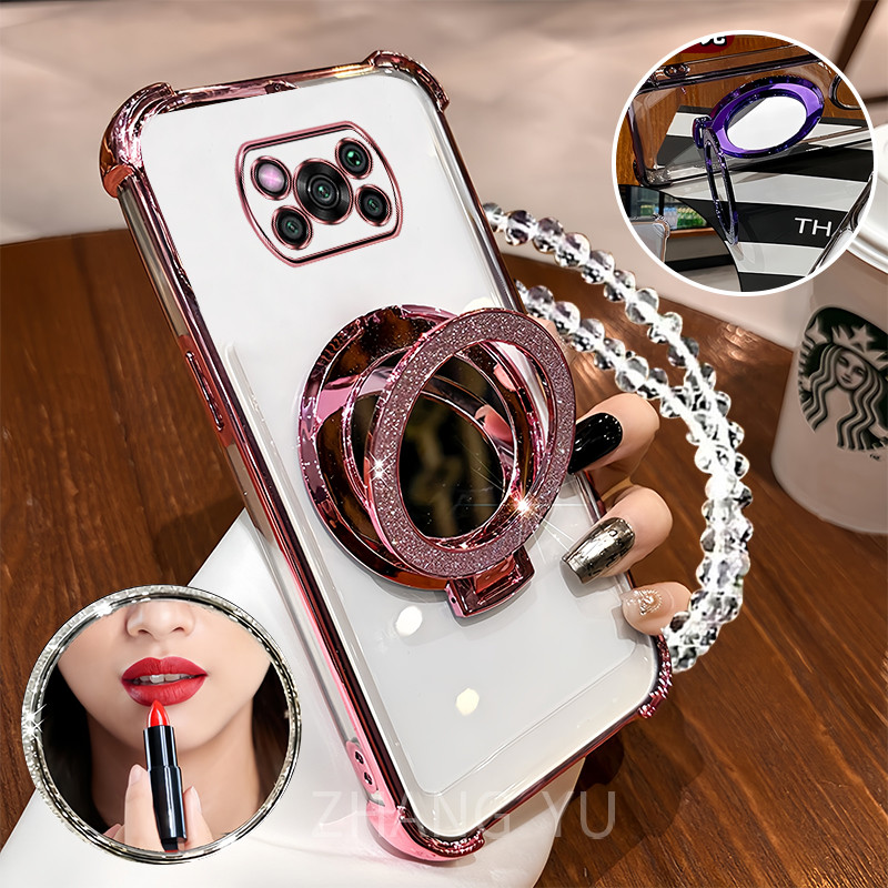 Soft Casing Poco X3 NFC PRO เคสโทรศัพท์ ที่วางกระจกแต่งหน้า 2025 ใหม่ HD กันกระแทก casee cover