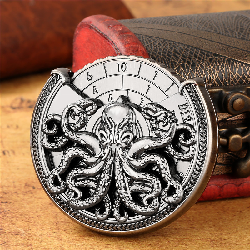 Vintage Octopus Design Metal Dice Spinner DND Dice Roulette Dice 7-in-1 Spinning for RPGs Role Play 