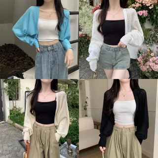🥥Evelyn🥥​เสื้อคลุมถักไหมพรมแขนยาว สำหรับผู้หญิง บางเบาใส่สบาย เข้ากับทุกการแต่งกาย มีของพร้อมส่ง