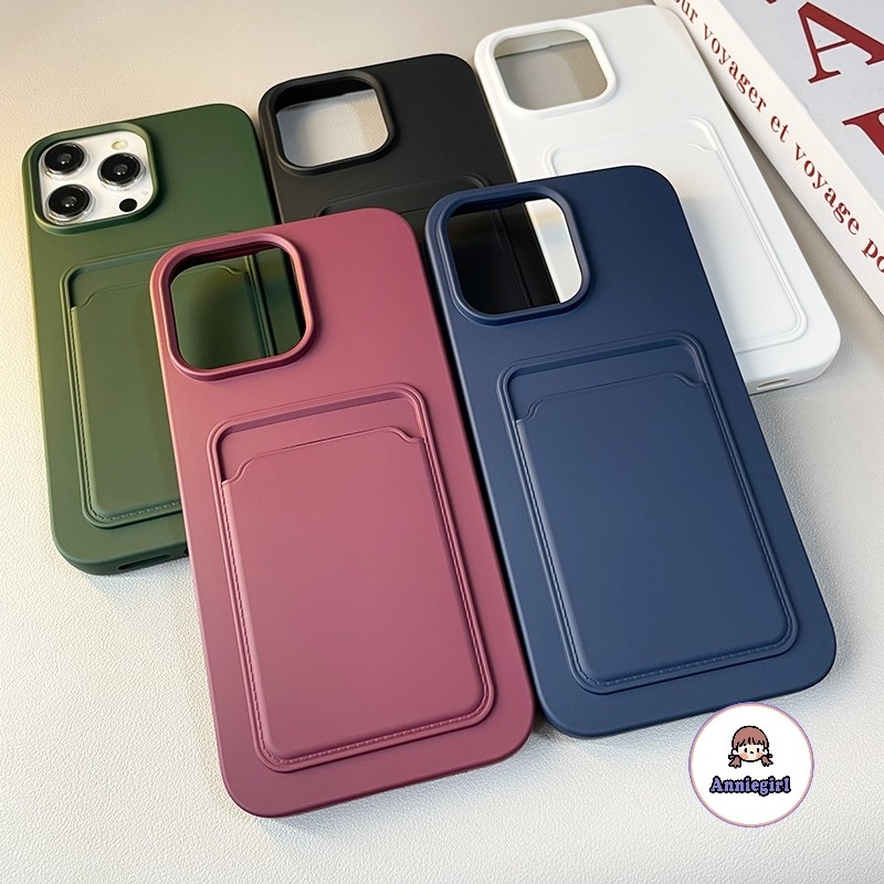ผู้ถือบัตรง่าย เคสโทรศัพท์กันกระแทกสําหรับ IPhone 11 15 16 Pro Max 16plus 12 14 13 ProMax ป้องกันการตก ซิลิโคนอ่อนนุ่มโทรศัพท์ฝาหลัง