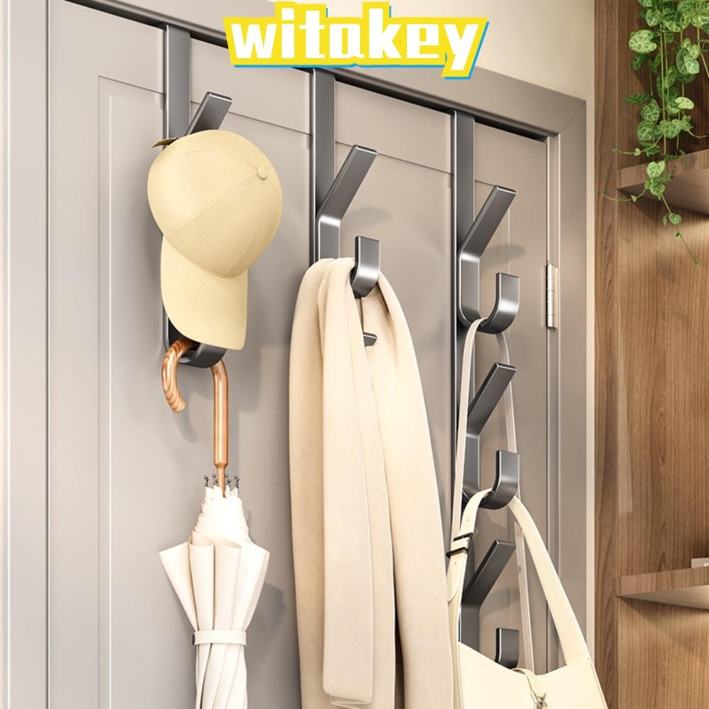 Witakey ตะขอแขวนประตู, มัลติฟังก์ชั่นเหนือตะขอโลหะประตู, ประเภทด้านหลังประตูฟรี-หมัดหมวกไม้แขวนเสื้อบ้าน
