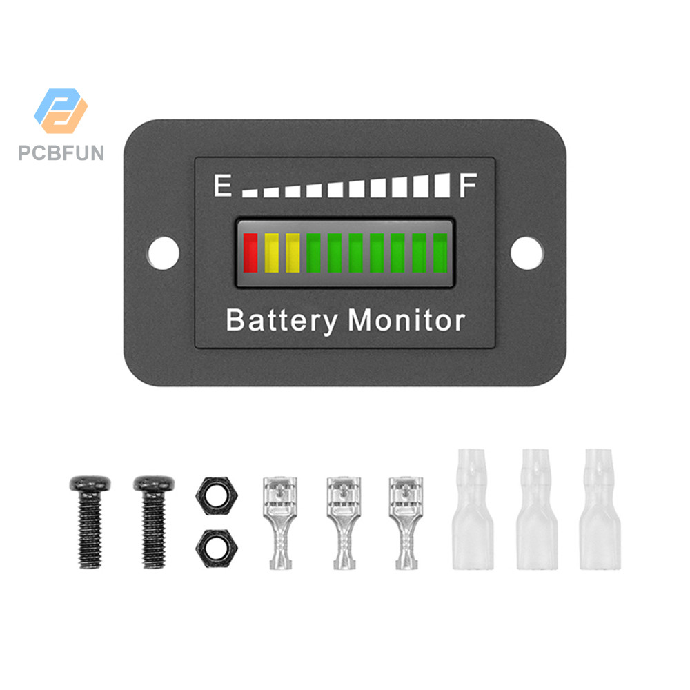 Pcbfun LED แบตเตอรี่วัดไฟแสดงสถานะตะกั่วกรดแบตเตอรี่ 12V 24V 36V 48V 60V 72V