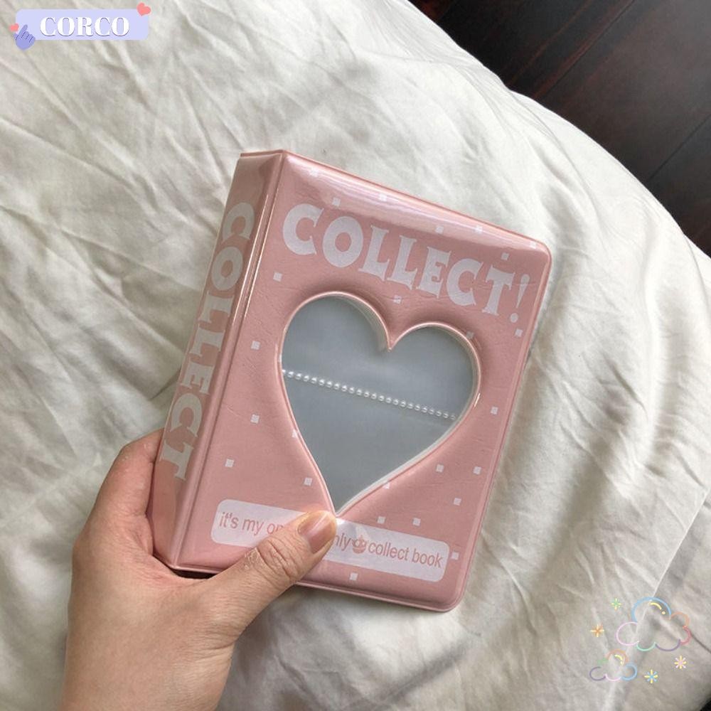 อัลบั้มภาพ CORCO, ที่ใส่โฟโต้การ์ด PVC Love Heart, Mini 64 Pockets Hollow Photo Holder Men