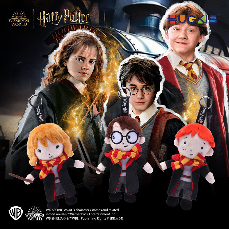 ตุ๊กตาตุ๊กตา Harry Potter Academy ของแท้เฮอร์ไมโอนี่เกรนเจอร์จี้ Ron Welles พวงกุญแจเครื่องประดับเสื