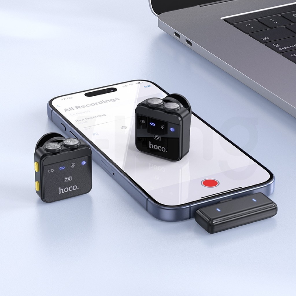 ไมโครโฟนไร้สาย HOCO L17 Dual-Mic รองรับ Android / i0S Wireless microphone เสียงชัด ตัดเสียงรบกวนได้