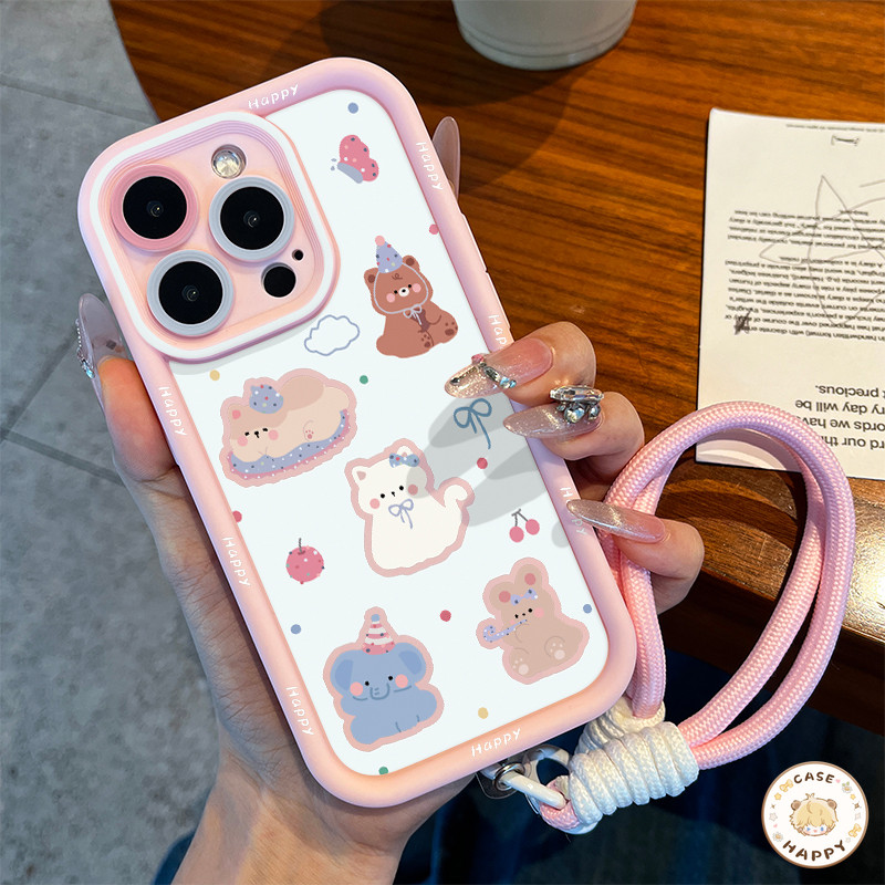 เคส Samsung A05s A24 A05 A03s A23 A14 A03 A13 A50 A15 A52 A54 A25 A12 A21s A32 A34 A53 จุดกลมสี ลูกสุนัขลูกแมวน่ารักโบกบ