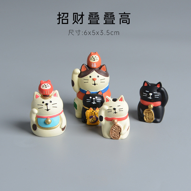 Dreamerhouse Cat Mini Lucky Cat เรซิ่นเครื่องประดับขนาดเล็ก Home Desktop ตกแต่งปีใหม่