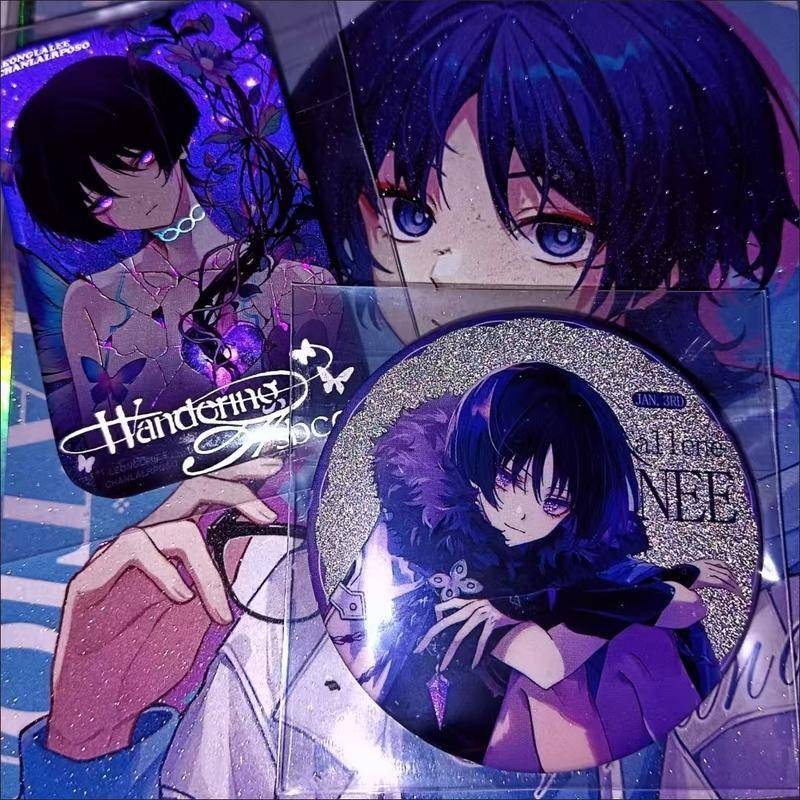 2 ชิ้น/เซ็ต Genshin Impact Wanderer Kabukimono Balladee Scaramouche Kunikuzushi Everlasting Lord of Arcane Wisdom Hat Guy สี่เหลี่ยมผืนผ้า Badge 58 มม.เข็มกลัดคอสเพลย์ Pin ตกแต่งของขวัญ
