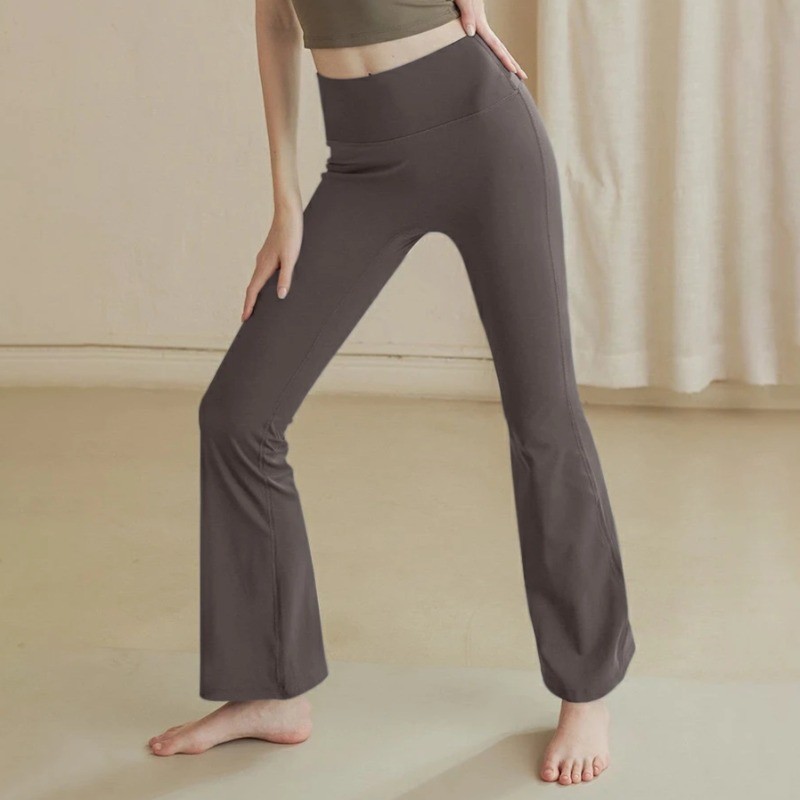 Yogaheal กางเกงกีฬาเอวสูงยืดหยุ่นสูงพีชบั้นท้าย Slim Bell-bottoms โยคะออกกําลังกาย