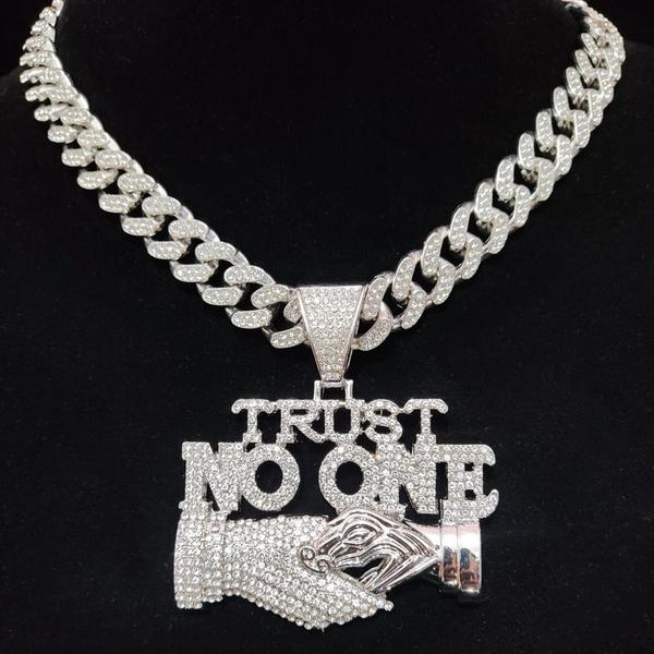 ใหม่ Trust No One บุคลิกภาพจี้ cuban สร้อยคอเครื่องประดับน้ำแข็งอุปกรณ์เสริมสำหรับผู้ชายและผู้หญิงแฟชั่น gifts