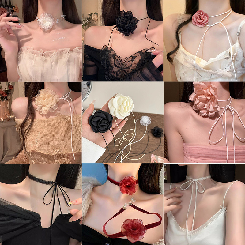 สร้อยคอโชคเกอร์ โช้กเกอร์ดอกไม้ ลายดอกไม้ หลายแบบ เครื่องประดับแฟชั่น  สําหรับผู้หญิง สไตล์เกาหลี