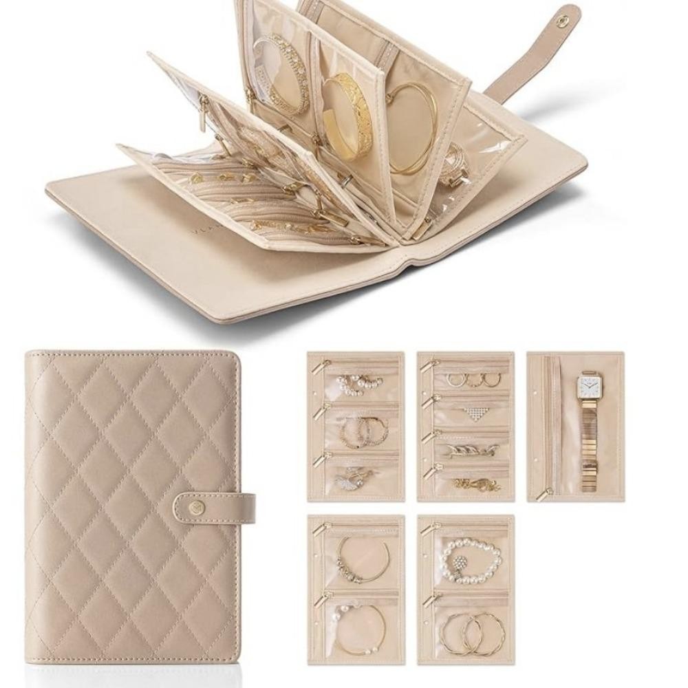 สมุดเก็บเครื่องประดับ COSSY,โปร่งใสพร้อมซิปสร้อยคอ Binder Storage Book,แบบพกพาหรูหรา PU หนังกํามะหยี่กระเป๋ากล่องบรรจุภัณฑ์เครื่องประดับสําหรับผู้หญิง - รูปที่ 2