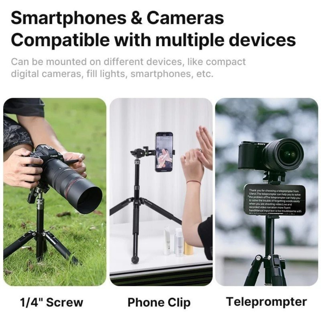 Ulanzi MT63 ขาตั้งกล้องมินิ Portable Tripod หมุน 360 องศา พกพา ใช้มือถือ กล้อง ไมค์ ไฟ LED แข็งแรง ทนทาน