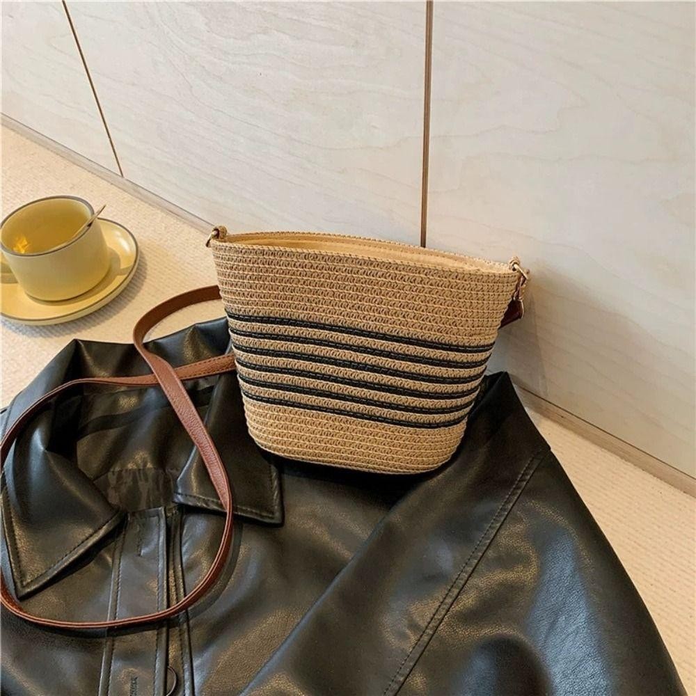 Balm Women Totes Bag, กระเป๋าสะพายทอฟางความจุขนาดใหญ่, ซิปทอแบบพกพา Handmade Vacation Beach Bag Women