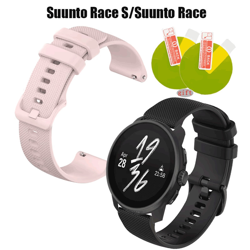 2pcs ฟิล์ม + สายรัดซิลิโคนอ่อนนุ่มสําหรับ Suunto Race S Suunto Race SmartWatch Band เปลี่ยนเข็มขัดกี