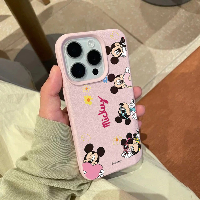 ฝาครอบโทรศัพท์นุ่มได For iPhone11 13 15 เคส ไอโฟน12 14 ProMax 7 8Plus X XR XS Maxมิกกี้รูปหัวใจ