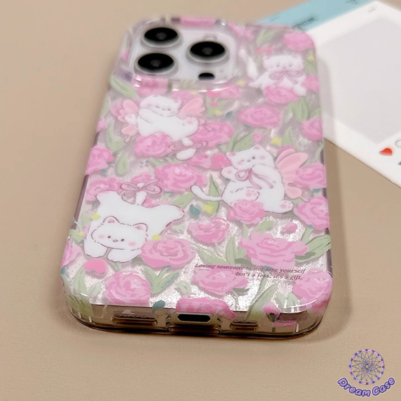 การ์ตูนลูกแมวน่ารักดอกไม้ขนนกเส้นด้ายนุ่ม เคส Samsung A06 A14 A15 A05s A53 A05 A30 A11 A13 A34 A25 A23 A04s A32 A51 A21s - รูปที่ 6