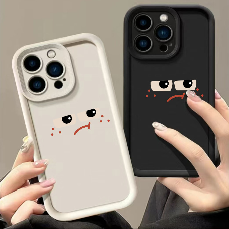 น่ารักยิ้มแสดงออกตลกเคสอ่อนสำหรับ OPPO A17 A57 A3s A18 รูปที่ 8