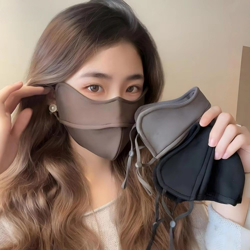 หน้ากากแบบปรับได้กลางแจ้งสีทึบในฤดูหนาว - ฝาครอบหน้ากากกันลมแฟชั่นที่อบอุ่น - หน้ากากปั่นจักรยานกันแดดสําหรับวิ่ง,ปั่นจักรยาน