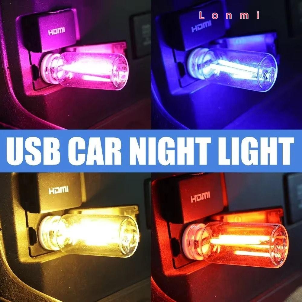 LONMI รถ Night Light, DC 5V Touch Control Filament โคมไฟ,แบบพกพาปรับสีสันบรรยากาศ LED ตกแต่งรถ