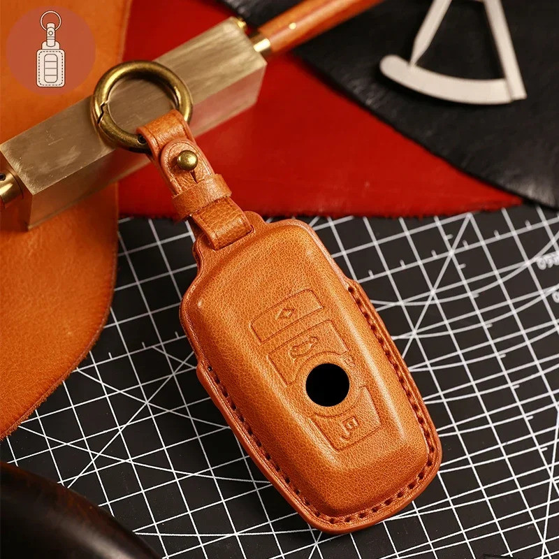 Leather Car Key Case Cover Fob Protector Keychain Accessories for BMW Series 3 F20 F30 F10 F22 F01 X
