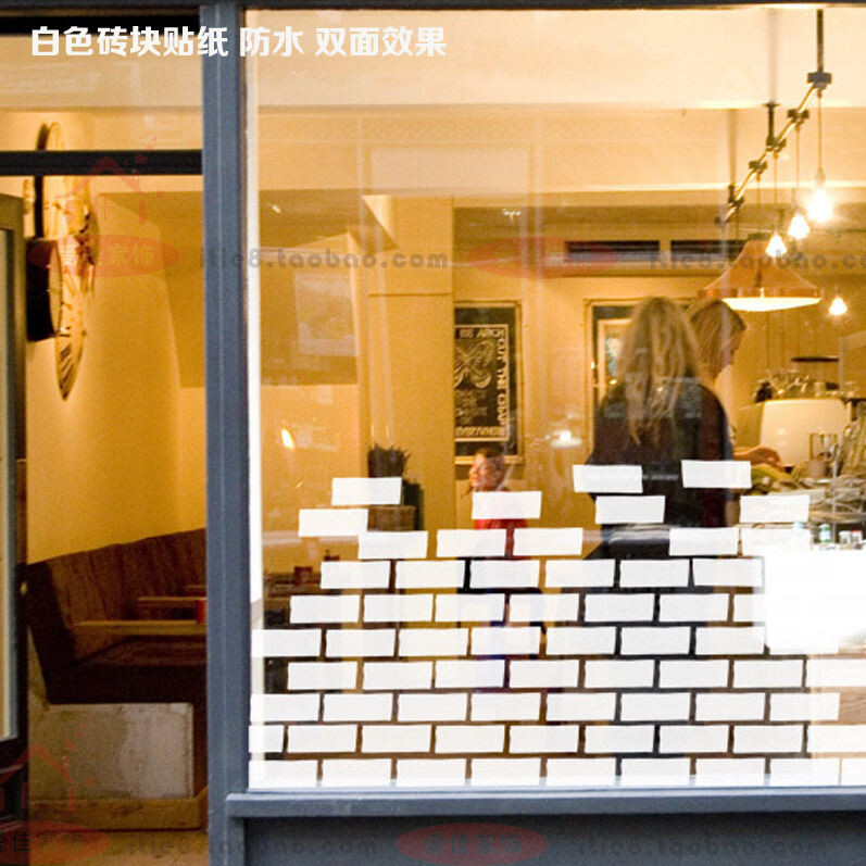 Vintage Wall Tile Wall Stickers Antique Brick Block Cool Cafe Clothing Store Glass chu chuang tie Li