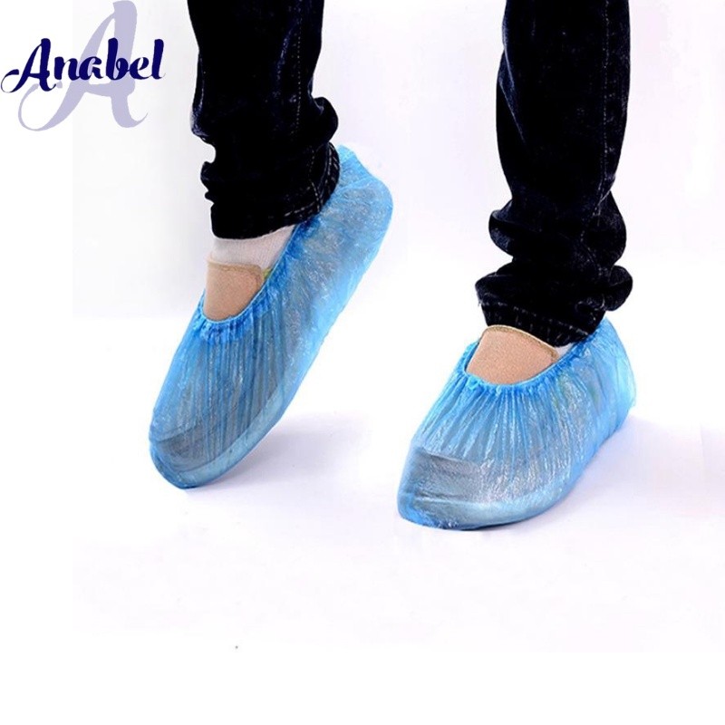 MS 100 ชิ้น (50 ชิ้น) ผ้าคลุมรองเท้ากันน้ําแบบใช้แล้วทิ้งวัสดุพลาสติก 2H75