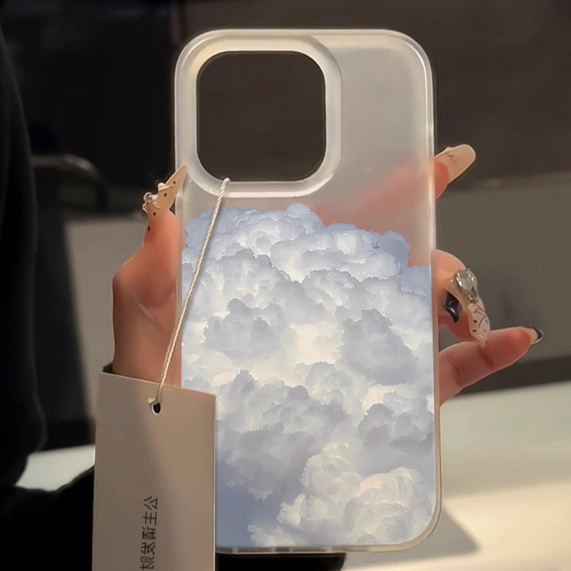 [รู้สึกผิด] Dreamy Clouds เหมาะสําหรับ Apple 16PROMAX เคสโทรศัพท์ iPhone15 รูขนาดใหญ่ 14 Frosted 13 