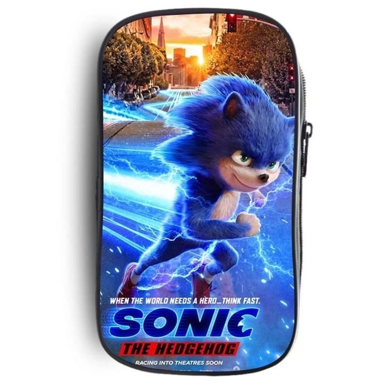 กระเป๋าดินสอ Sonic the Hedgehog สำหรับนักเรียน กระเป๋าเก็บเครื่องเขียนความจุขนาดใหญ่