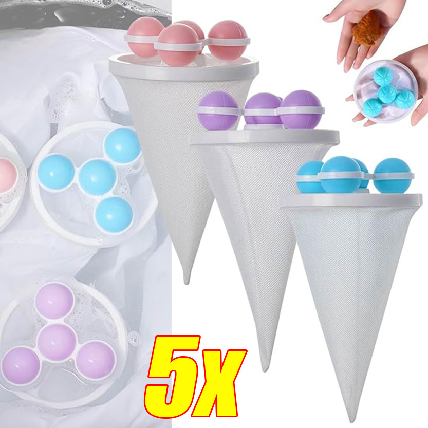 ลูกบอลกรองเครื่องซักผ้า 1/3/5 ชิ้น / อุปกรณ์จับขนสัตว์เลี้ยงแบบใช้ซ้ําได้ / ถุงตาข่ายเก็บสกปรก