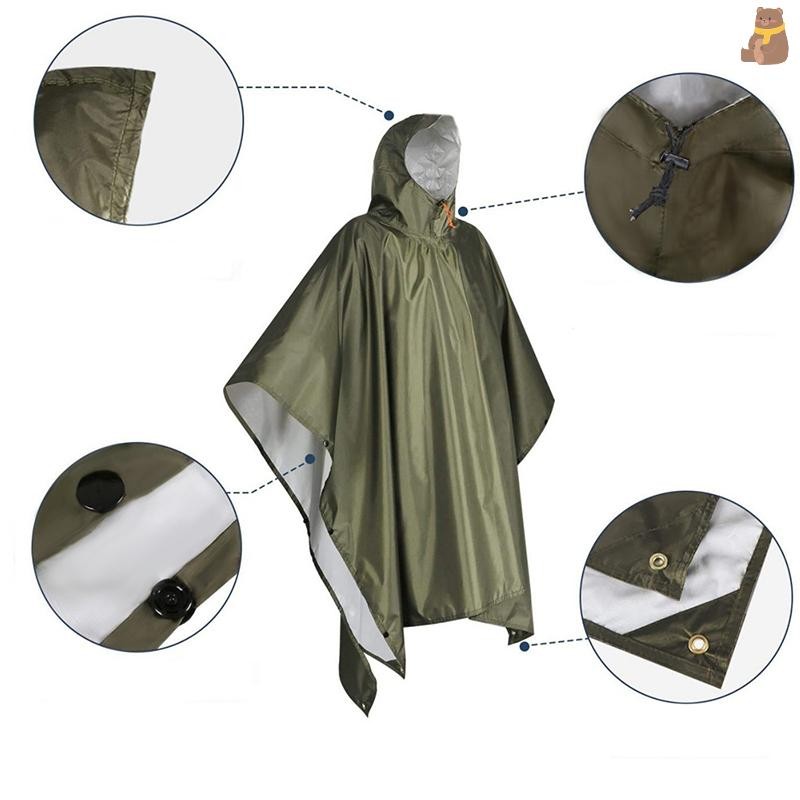 [TA] Heavy Duty Rain Poncho สําหรับ Backpacking กันน้ําน้ําหนักเบาผู้ใหญ่ฉุกเฉิน Camping Universal เสื้อกันฝนสําหรับผู้ชายและผู้หญิง TH