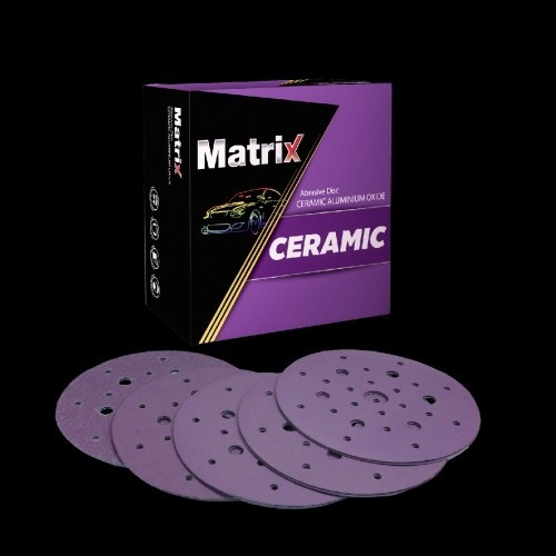 **สีม่วง 1 แผ่น** กระดาษทราย TOA MATRIX CERAMIC 6 นิ้ว 27 รู กระดาษทรายกลมหลังขน กระดาษทรายกลมหลังสักหลาด bonus