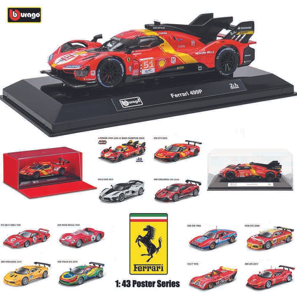Bburago 1:43 Ferrari 499P LMH 296 GT3 2022 โมเดลรถของเล่นซีรีส์Supercar series