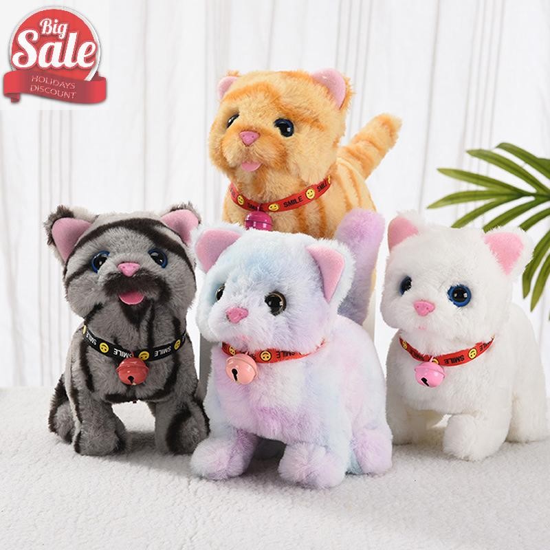 AF น่ารักตุ๊กตาอิเล็กทรอนิกส์สามารถเดิน Meowing Wagging หางตุ๊กตาเด็ก Interactive ของเล่นสําหรับของขวัญวันเกิด A