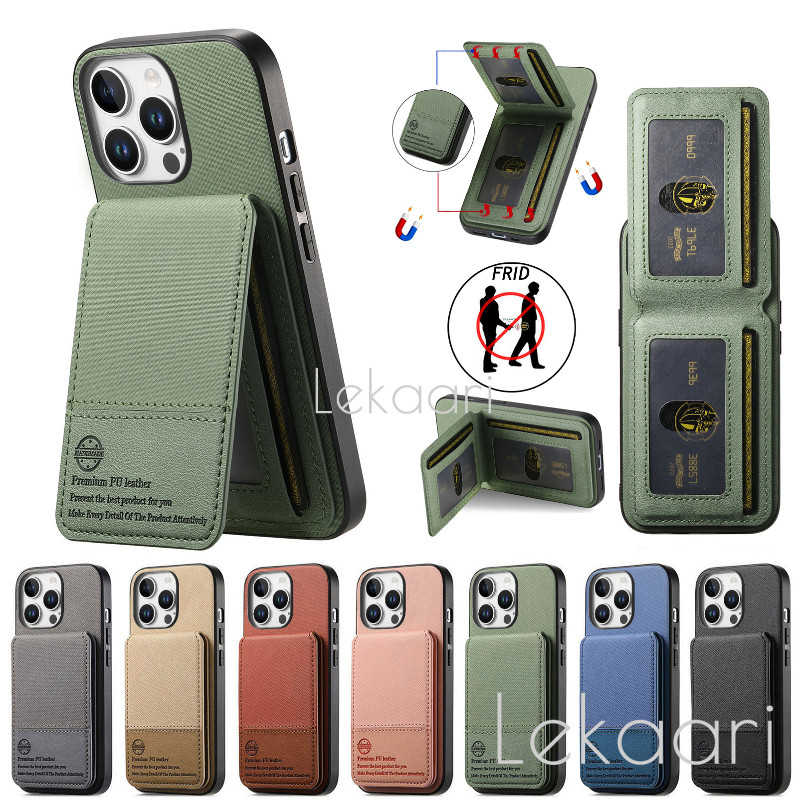 กระเป๋าสตางค์ช่องใส่การ์ดสําหรับ Xiaomi 15 15T Poco X7 Pro Ultra Linen Finish Magnetic Casing RFID ป้องกันฝาครอบโทรศัพท์
