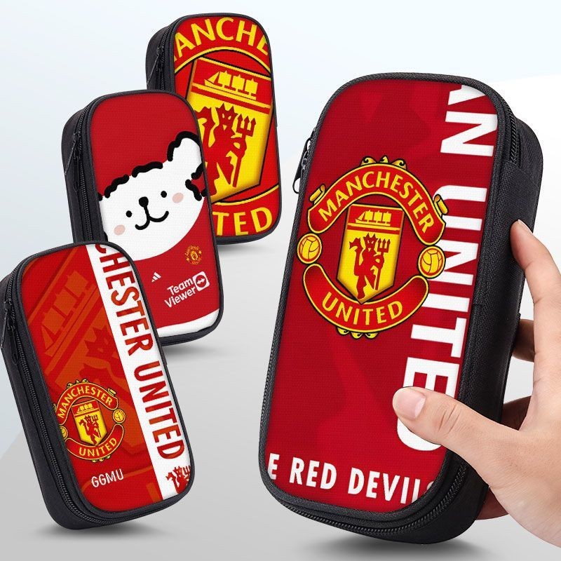 Foodball Manchester United FC กล่องดินสอเครื่องเขียนนักเรียนเก็บซิปผ้าใบกล่องดินสอสําหรับเด็กผู้ชาย