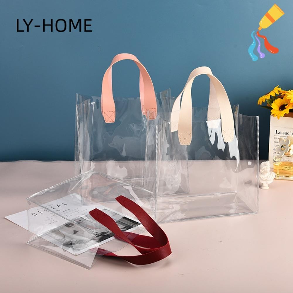 LY Tote Bag, PVC Handle Transparent Shopping Bags, กระเป๋าของขวัญมือใส