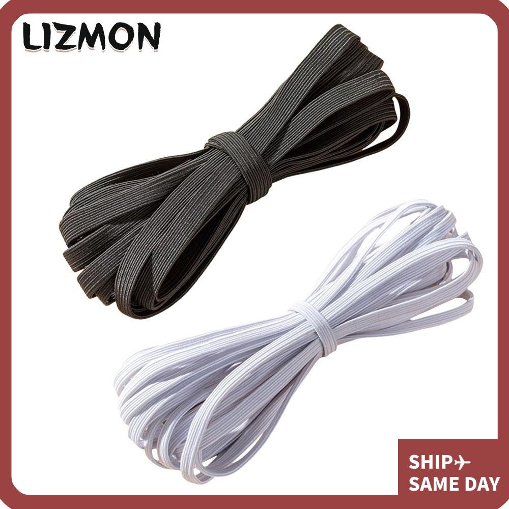 ลิซมอน ยางรัดยืดหยุ่น,สีขาว/สีดํา ทําเอง แบนวงยืดหยุ่น,เสื้อผ้าอุปกรณ์เสริม 6/8/10 มม. เย็บเชือกยืดสําหรับกางเกงเข็มขัด