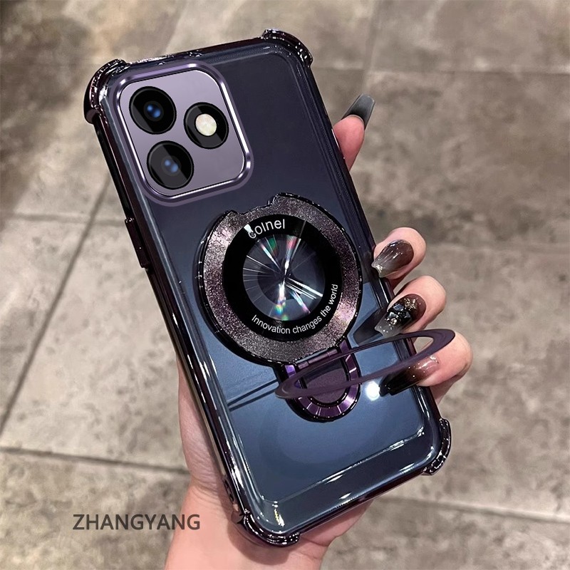 สําหรับ POCO M6 4G Clear Case หนาฝาครอบชุบซิลิโคน ShockProof เคสโทรศัพท์ CCCCA9