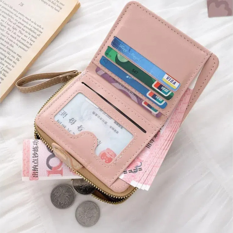 กระเป๋าสตางค์ใบสั้น การ์ตูนน่ารักนักเรียนพับกระเป๋าสตางค์ซิปกระเป๋าใส่เหรียญแมวผู้ถือบัตร - รูปที่ 5