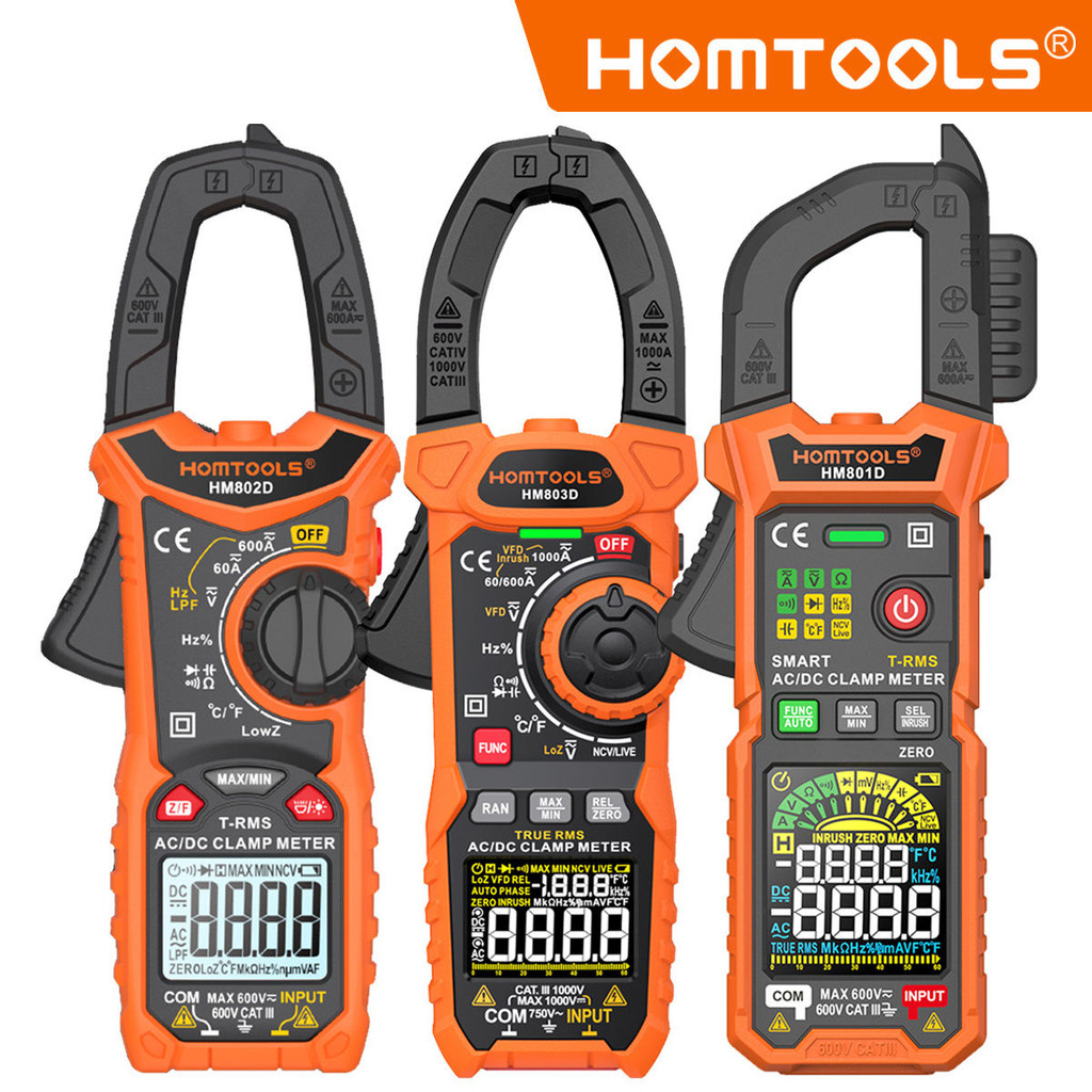 HOMTOOLS HM801 HM802 HM803 เครื่องวัดแคลมป์ดิจิตอล 1000V 600V AC/DC 6000 นับ ช่วงอัตโนมัติปัจจุบัน ม