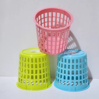 (ยกโหล12ชิ้น) ตะกร้าพลาสติก ตะกร้ากลม ตะกร้าทรงสูง ขนาด 13*12 cm