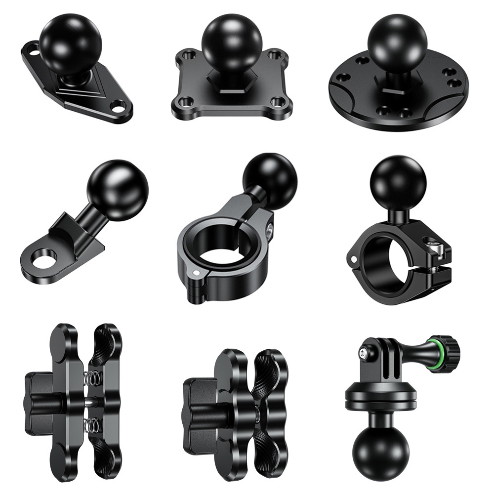 ฐานยึดอลูมิเนียมอัลลอยด์พร้อม 1" (25.4 มม.) TPU Ball ฐานยึดแฮนด์รถจักรยานยนต์เข้ากันได้กับแขนซ็อกเก็ตคู่ 1 ลูก