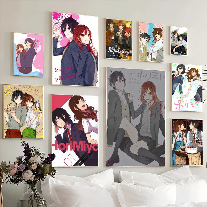 1PC Anime H-Horimiya Poster Movie Sticky Posters Retro Kraft Paper Sticker DIY Room Bar Cafe Aesthet