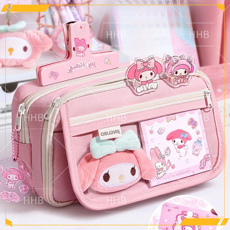 กล่องดินสอ Merlot, กล่องเครื่องเขียนน่ารักสำหรับเด็กผู้หญิง, ชุดเครื่องเขียน Sanrio, กล่องดินสอใสอเนกประสงค์ความจุขนาดใหญ่, กล่องดินสอกันน้ำ
