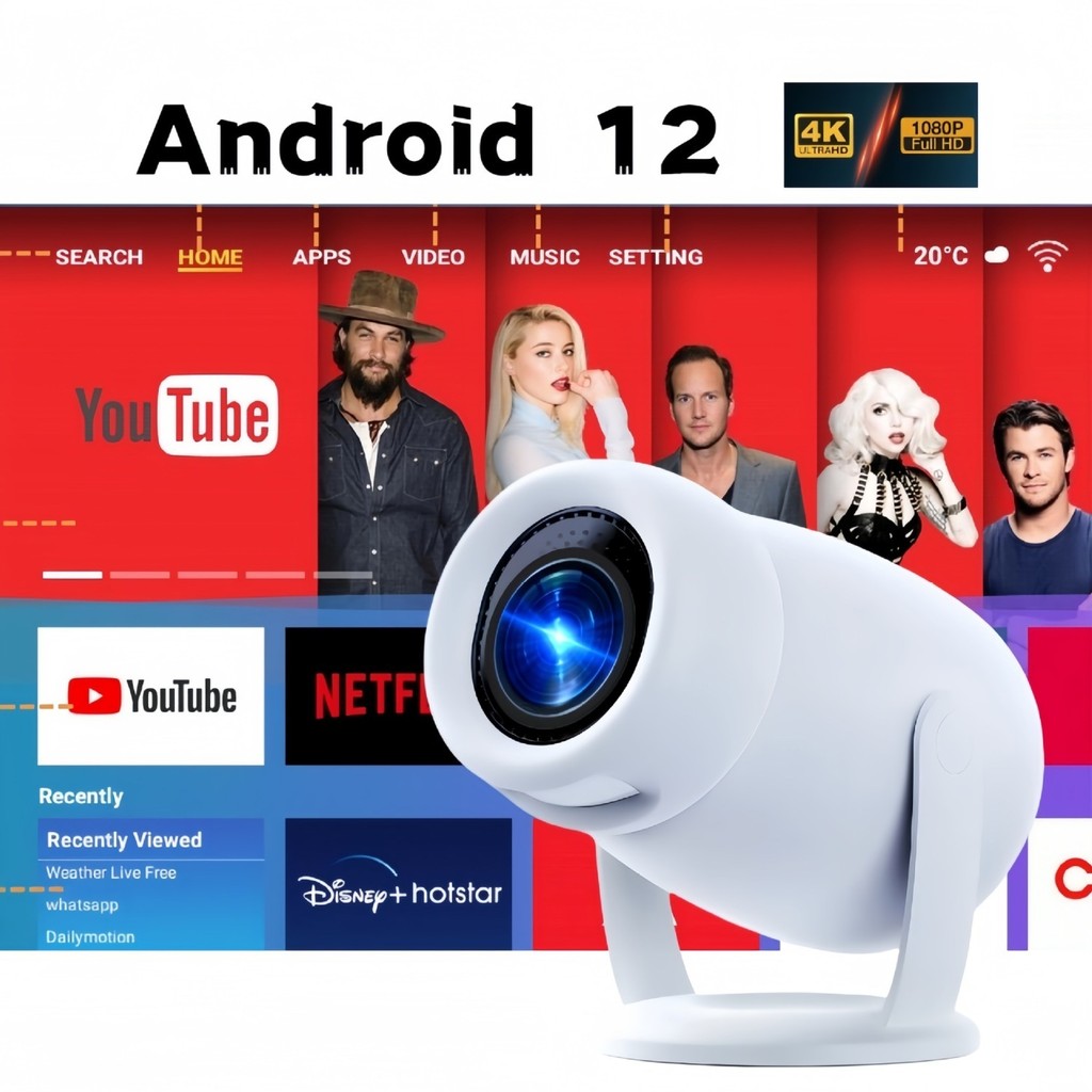 อัพเกรดสมาร์ท Android12โปรเจคเตอร์4K FHD TV แทนที่ Nexflix