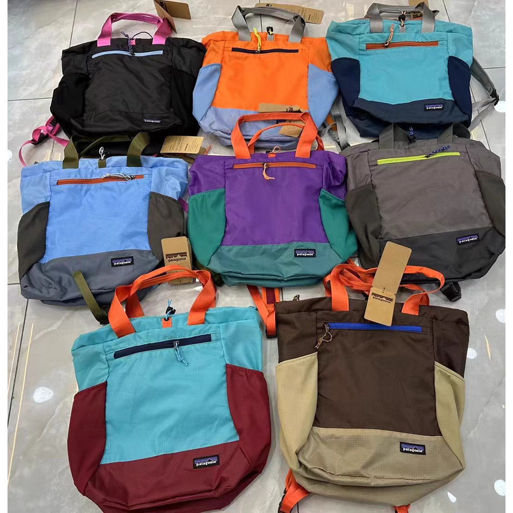Patagonia tote bag 27L กระเป๋าเป้สะพายหลังแบบพกพาความจุขนาดใหญ่ไนลอนกันน้ําพับเก็บ