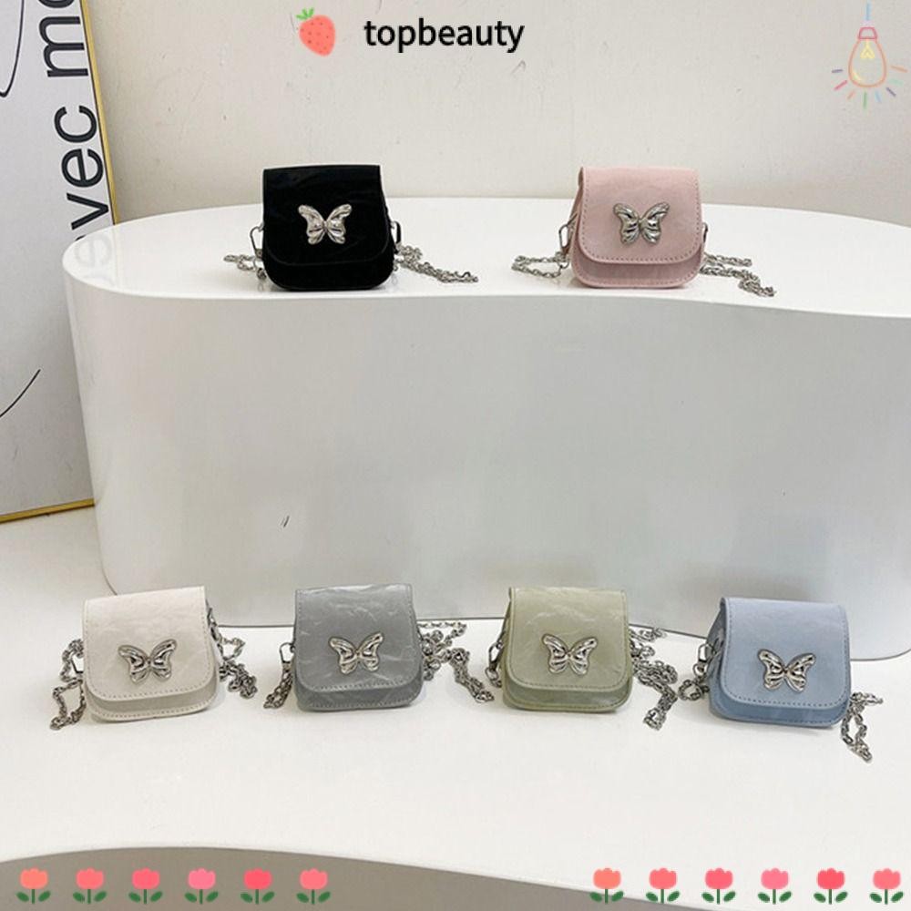 Topbeauty กระเป๋าสะพายไหล่, PU หนังแบบพกพากระเป๋า Messenger, Simple Chain กระเป๋าสะพายข้างขนาดเล็กสําหรับผู้หญิงสาว