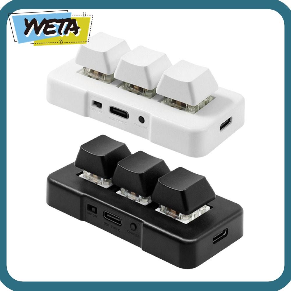 Yveta คีย์บอร์ดที่กําหนดเอง, คีย์บอร์ดขนาดเล็ก 3 คีย์, สีดําสีขาว USB + BT Dual-mode MK321U MK321G M