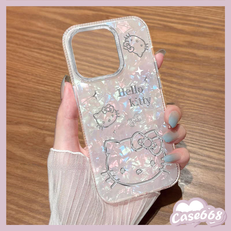 เคสไอโฟน15 สำหรับ iPhone 16 11 13 15 12 14 Pro Max 7 16 8 Plus XR X XS Max การ์ตูนน่ารัก เฮลโลคิตตี้ Shell Cover ปกอ่อน